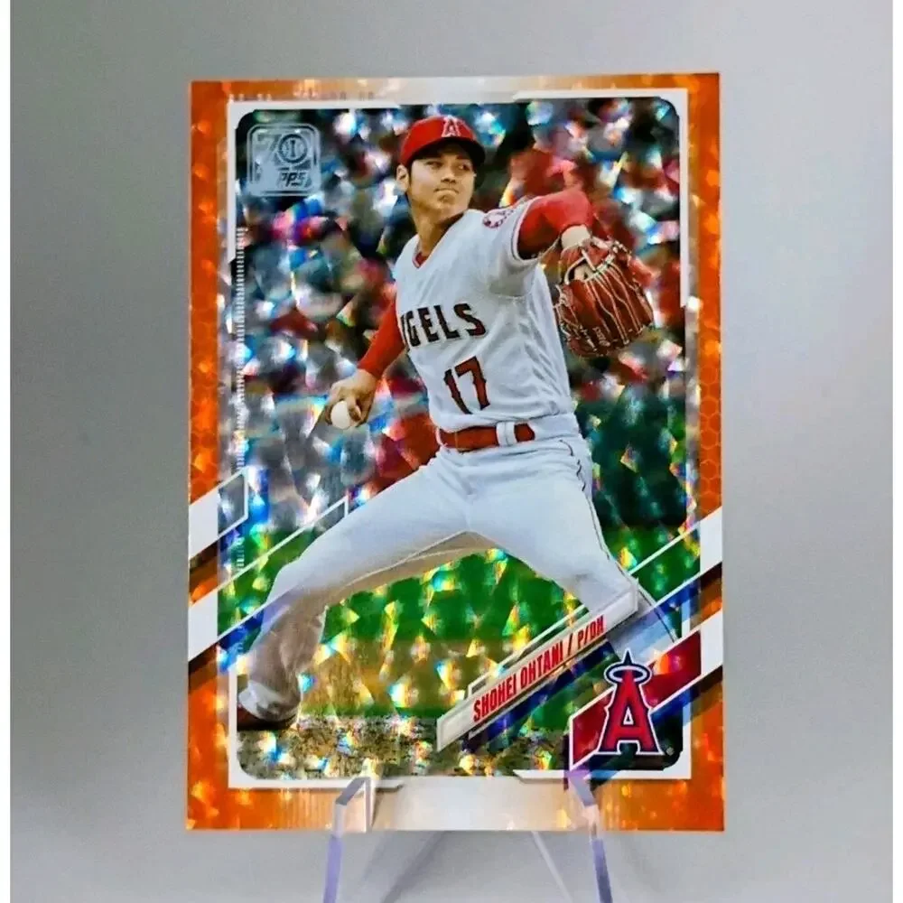 Shohei Ohtani 2021 Topps Chrome #150 Orange Foil Refractor SP 237/299 - Picture 3 of 8